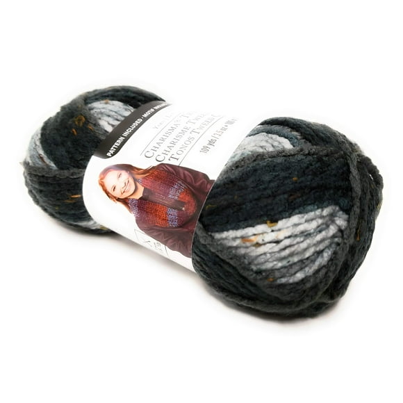 Loops & Threads Charisma Tweed Stripe Yarn 1 Ball 3.5 oz. - Charcoal