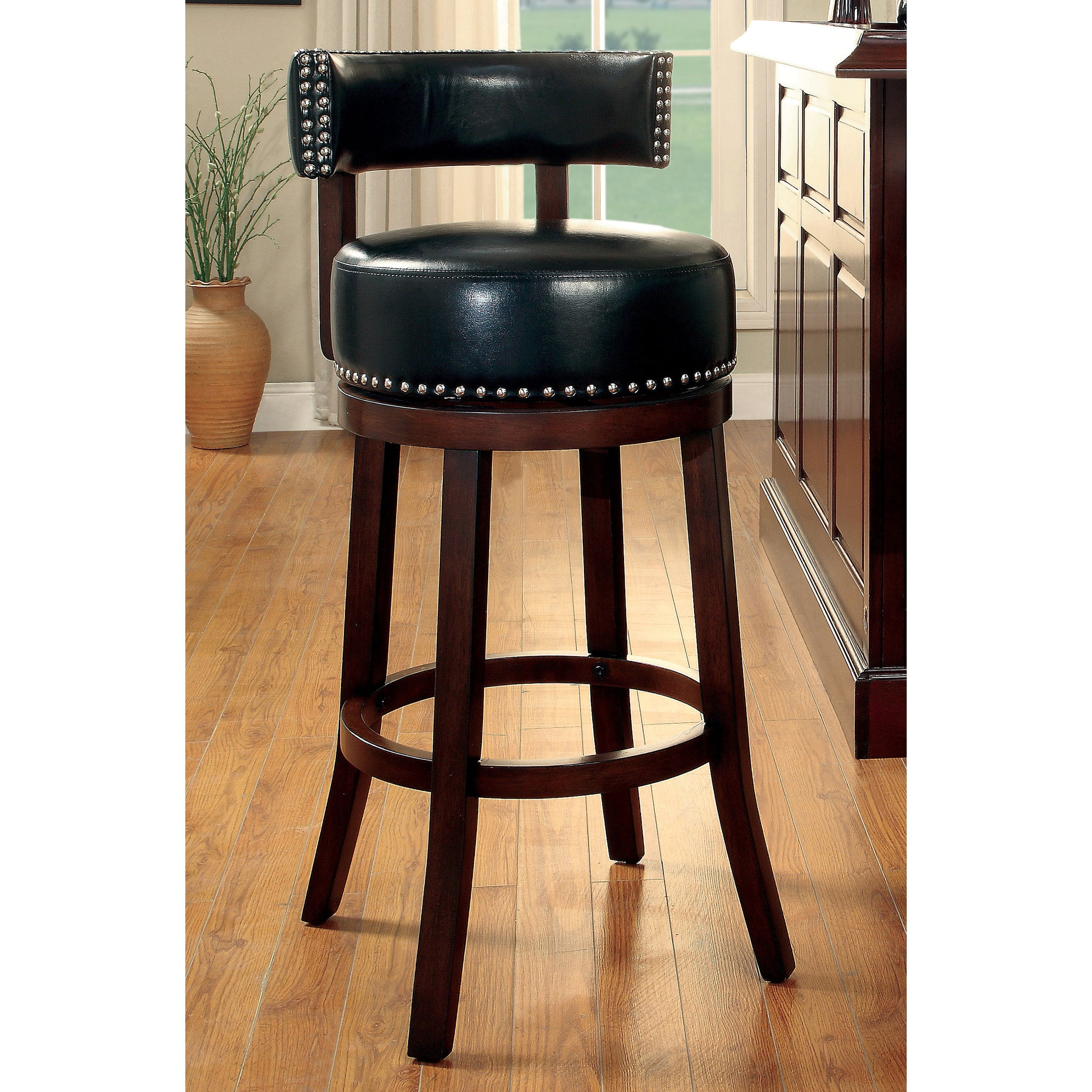 Furniture of America Jensen Swivel Bar Stools Set of 2, 29", Black