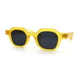 thumbnail image 6 of Trendy Retro Hipster Norncore Octagonal Keyhole Horn Rim Plastic Sunglasses Yellow - Black, 6 of 8