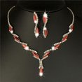 thumbnail image 2 of Conjuntos de joyas de boda con cristales rojos reales bañados en plata para mujer, collar largo con hojas y pendientes, conjuntos de joyas nupciales, 2 of 4