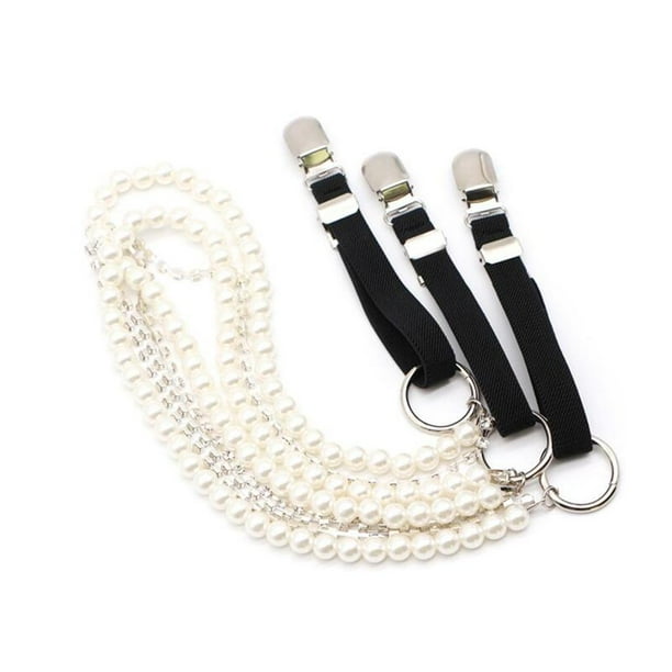 Tirantes de moda para mujer cinturones tirantes ajustables Y espalda 3 clips de metal tirantes para cinturon Correa de perlas Macarena tirantes para mujer Walmart en linea