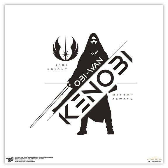 Gallery Pops Star Wars: Obi-Wan Kenobi - Obi-Wan Kenobi Badge Wall Art, Unframed Version, 12" x 12"