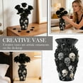thumbnail image 2 of Gothic Skull Vase Decorative Flower Holder, Black Faceted Crystal Style Vase with 3D Skull Sculptures, Dark Gothic Home Decor Accent for Living Room, Tabletop, Shelf, Halloween Display, 2 of 6