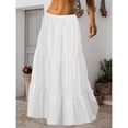 thumbnail image 3 of Women's Casual A-Line Maxi Skirt, Basic Style with Pockets – Elastic High Waist, Loose Tiered Design, Suitable for All Seasons, 3 of 5