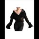 thumbnail image 2 of Blusa de Larga con Cuello en V y Volantes para Mujer, Estilo Elegante y Casual, para Otoño. Negro L, 2 of 7