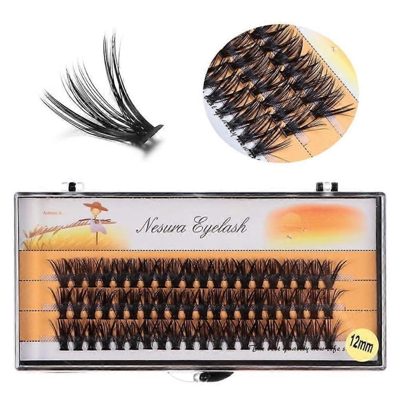 Natural 40D False Eyelashes C Curl Individual Lashes for Beginners Self Application At Home 12mm