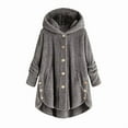 thumbnail image 4 of SDNall Women Plus Size Button Plush Tops Hooded Loose Cardigan Wool Coat Winter Jacket, 4 of 9