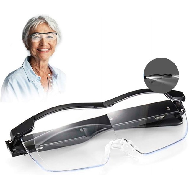 Gafas de Lectura LED Lupas con 2 LED, Lente USB 1, 6 Veces (250 Grados) Anti-Azul, Todo Trabajo de precisión, Reparaciones, Costura, Relojes y Manualidades