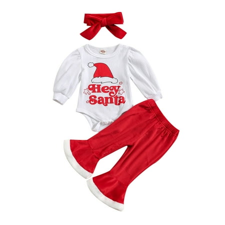 

nsendm New Born Girl Outfits for Pics Newborn Infant Baby Girls Christmas Long Sleeve Letter Baby Girl Floral Wrap Red 0-3 Months