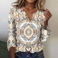 thumbnail image 2 of IROINNID Reduced Polyester Long Sleeve T Shirt for Women Daily Summer Slot Neck Print T-shirt Blouse,Yellow, 2 of 5