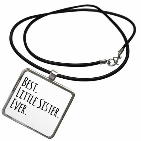 3dRose Best Little Sister Ever - Gifts for younger and youngest siblings - black text - Necklace with Pendant