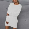thumbnail image 2 of IROINNID Sweater Dress for Women Strapless Sweater Dress Loose Crew-neck Plush Sweater Long-sleeve Dress ,White, 2 of 6