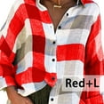 thumbnail image 4 of tredstone Blouse Femme Manches Longues Chemise à Blocs de Couleur à Carreaux Décontractée Ample Automne, Rouge, L, 4 of 8