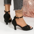 thumbnail image 4 of Dakaela Women's 2.75 Inch Kitten Heels Open Toe Ankle Strap Dressy Heeled Sandals Dance Pumps Shoes for Bride Wedding Party Size 6-11 Black, 4 of 7