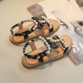 thumbnail image 4 of Black·Friday·Deals Clearance asdoklhq Girl's Shoes,Toddler Girls Summer Sandals Little Kid Open Toe Princess Dress Flats Sandals Leather Rubber Sole Princess Sandals, 4 of 9
