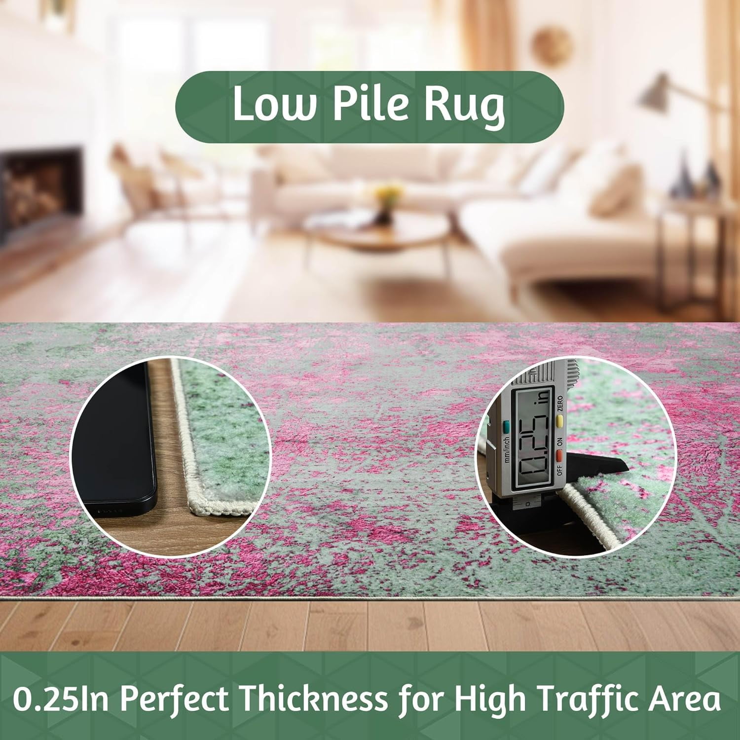 Lochas Abstract Area Rug Soft Modern Rugs for Living Room Bedroom Home Decor Indoor Carpet,4'x6',Pink/Green