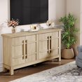 thumbnail image 4 of Tribesigns Farmhouse Sideboard Buffet Cabinet with 4 Doors, Wood Coffee Bar Storage Cabinet,Natural, 4 of 6