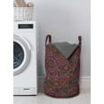 thumbnail image 3 of Ethnic Laundry Bag, Leaves with Details South Oriental Inspired Paisley Retro Artwork, Hamper Basket with Handles Drawstring Closure for Laundromats, 13" x 19", Burgundy Green, by Ambesonne, 3 of 4
