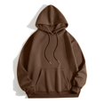 thumbnail image 4 of Bmisegm Sweat à Capuche Graphique à Manches Longues pour Femmes, Pull à Cordon, Chandails en Molleton Décontractés pour Femmes Café m, 4 of 6