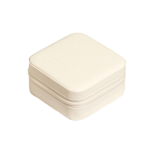 Joyero de viaje, minicontenedor de cuero, organizador de joyas, caja de almacenamiento de joyas para dijes, collares, anillos y pendientes blanco Yinane Organizador de joyas