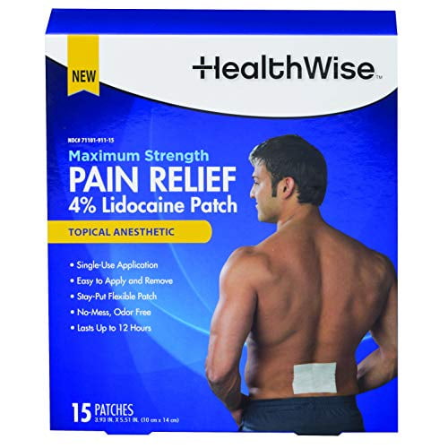 HealthWise Maximum Strength Pain Relief 4% Lidocaine Patch, 15 Count