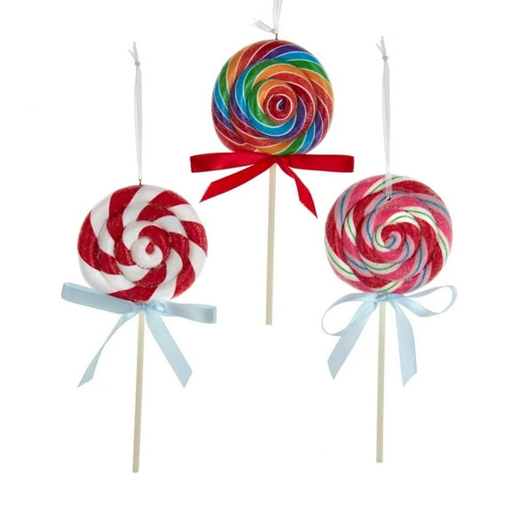 Set of 3 Claydough LOLLIPOP Candy Christmas Ornaments by Kurt Adler