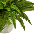 thumbnail image 3 of Nearly Natural Boston Artificial Fern in White Planter, 3 of 4