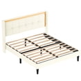 thumbnail image 4 of ARCTICSCORPION Full Size Upholstered Metal Platform Bed Frame with Headboard Wooden Slats, 76"L×57"W×46"H 800 lbs Load No Box Spring Need, Beige, 4 of 7
