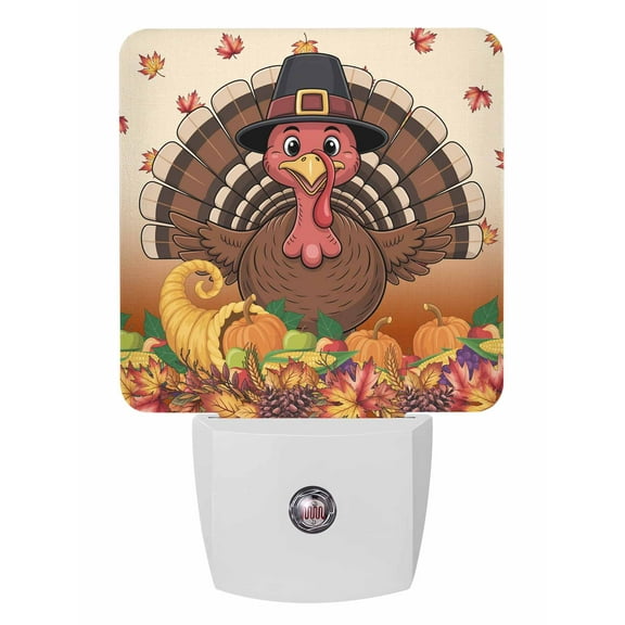 Fall Night Lights Auto Sensor Funny Turkey Plug-in LED Nightlights Dusk to Dawn for Living Room, Bedroom, Hallway, Stairways Thanksgiving Wall Decor, Harvest Pumpkin Corn Maple Leaf Night Light