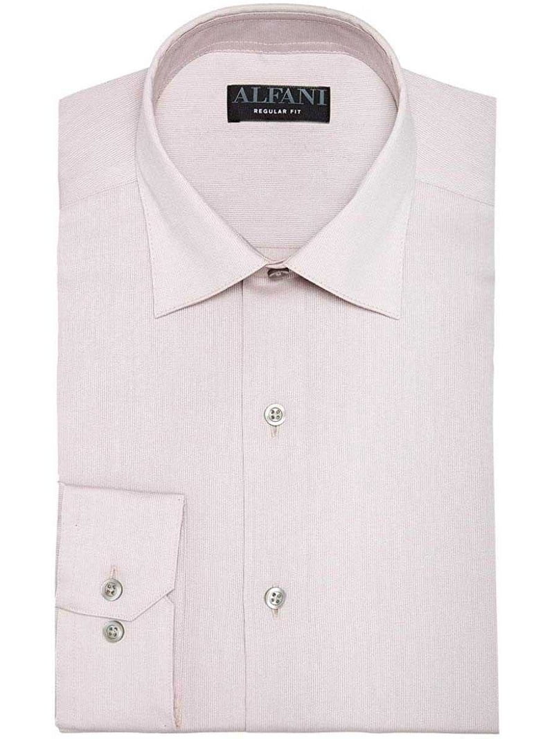 alfani dress shirts Alfani Men's Striped Print Regular Fit Dress Shirts, Sand, 14-14.5 32-33