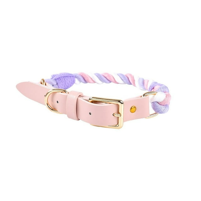 Ensemble de Laisse Colorée Tissée à la Main pour Chien, Collier pour Chien en Cuir