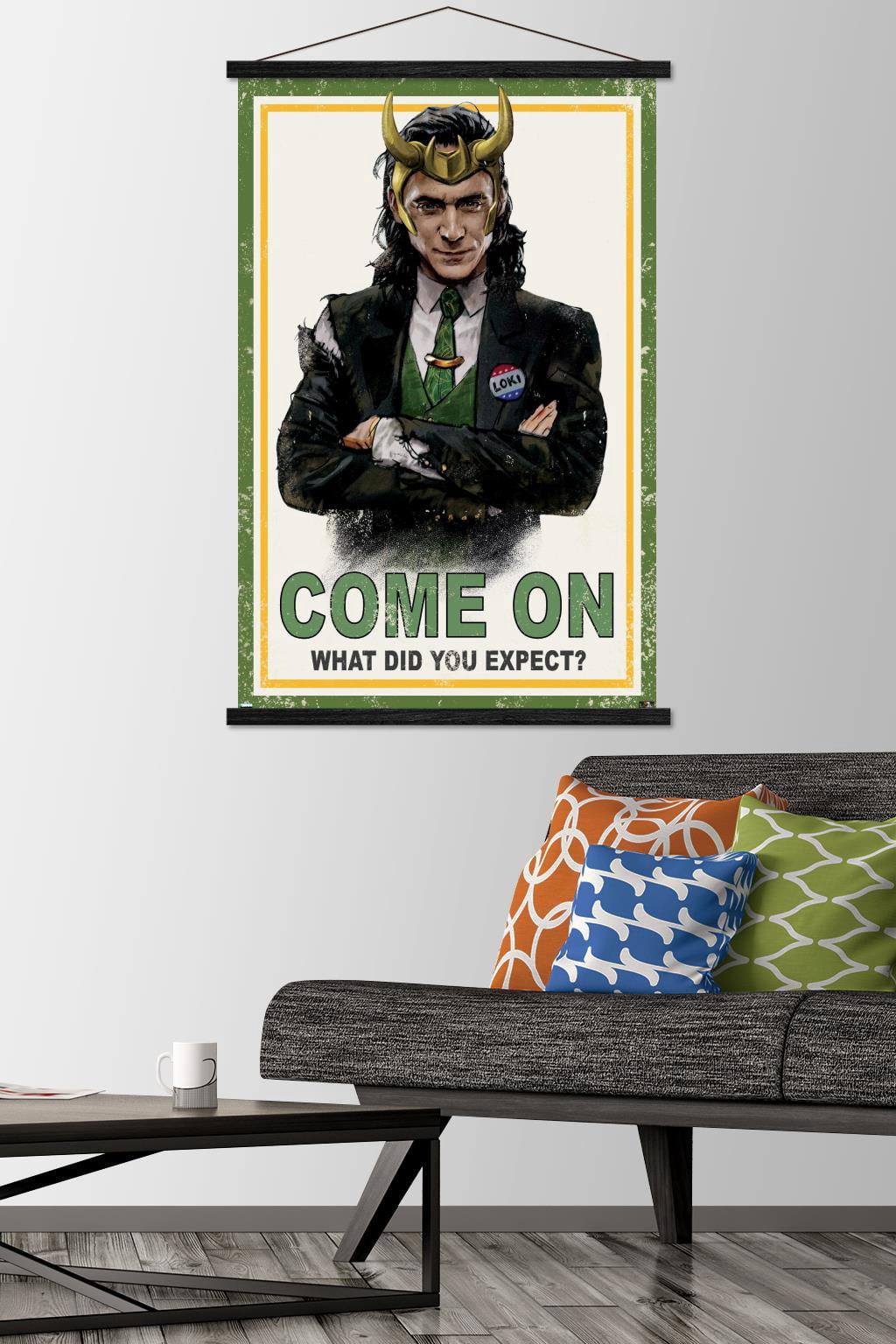 Marvel Loki - What Did You Expect? Wall Poster with Wooden Magnetic Frame, 22.375" x 34"