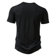 thumbnail image 3 of WREESH Men's Casual Solid Color Three Button Pullover, Short Sleeve T-Shirt Top with a Classic Fit Black, 3 of 9