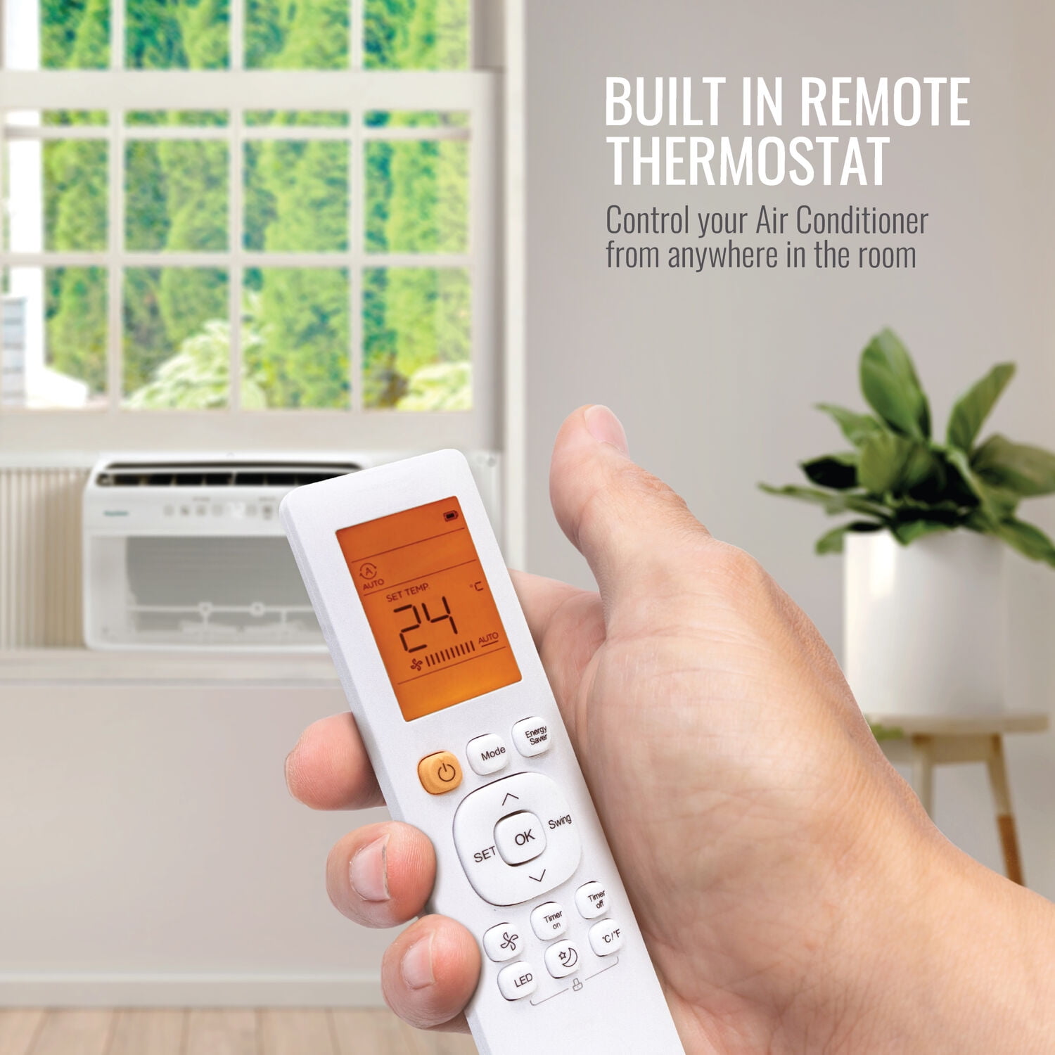 Keystone 8,000 BTU Window Mounted Inverter Air Conditioner with Remote Control, KSTAW08INV