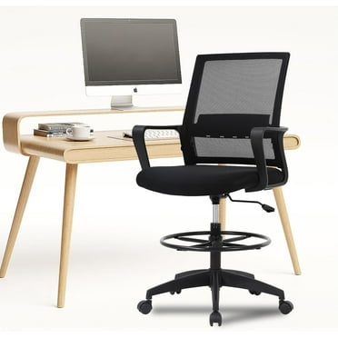 Mesh Ergonomic Drafting Chair Adjustable Tall Office Chair with Lumbar Support Arms Footrest Swivel Rolling Computer Desk Chair (Black)