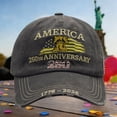 thumbnail image 4 of 250Th Anniversary Hat, 250Th Anniversary, 250Th, Anniversary, Bell, Embroidery, Baseball, Faded Washed Cotton, 6 in Curved Brim, American Patriotic Events, Dark Charcoal, One, 4 of 5