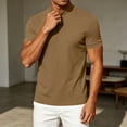thumbnail image 5 of Mens Mock Neck T Shirts Short Sleeve Mock Turtleneck Undershirt Loose Fit Summer Casual Basic Tees Beige, 5 of 7