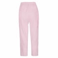 thumbnail image 6 of Jxximdong Capris Pants for Women, Striped Side Button 3/4 Pants Fashionable Loose Elastic Waist Straight Leg Comfortable Trousers, Red Women's Cropped Pants, 6 of 9