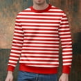 thumbnail image 2 of Fall Sweatshirts for Men Red And White Striped Crewneck Casual Long Sleeve Pullover Clothes Workout Shirt Size L, 2 of 5
