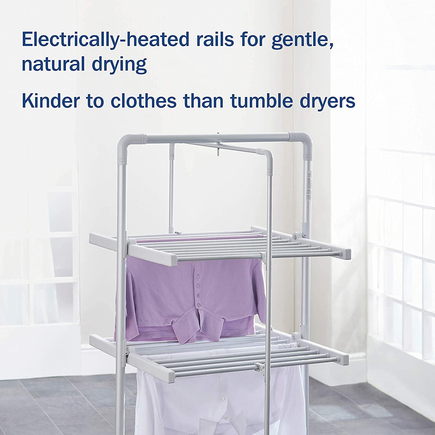 Easylife XL Heated Drying Rack with Timer, 3 Tier Airer, Warming Clothes  Dryer, Electric Clothes Horse, Laundry Rack h57.8 x w28.3 x d26.4 