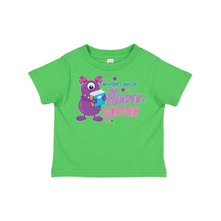 

Inktastic My 1st Day of Kindergarten with Cute Purple Monster Gift Toddler Toddler Girl T-Shirt