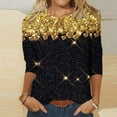 thumbnail image 3 of TANGNADE Women's Sequin T Shirt Design Three Sleeved Round Neck Fashion Top, Beige L, 3 of 3