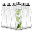 thumbnail image 4 of Fluted Glass Water Bottles Set of 6-18 oz Glass Bottles with Stainless Steel Leakproof Lids, 4 of 5