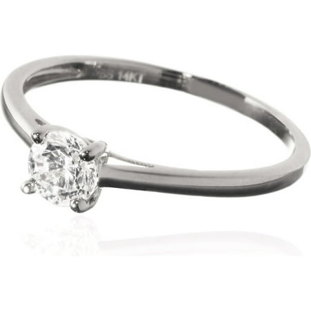 Pori Jewelers 14K Solid White Gold Solitaire Cz Ring