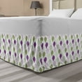 thumbnail image 1 of Artichoke Bed Skirt, Sketch Style Vegetables Hand Drawn Style Exotic Tasty Healthy Food, Elastic Bedskirt Dust Ruffle Wrap Around for Bedding Decor, 4 Sizes, Lime Green and Purple, by Ambesonne, 1 of 2