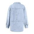 thumbnail image 6 of Women's Denim Pullover Blouse with Button V-Neck, Loose Fit Long Sleeve Jean Jacket with Pocket, Casual Comfortable Shirt for Everyday Wear and Versatile Layering BU1 XL, 6 of 6