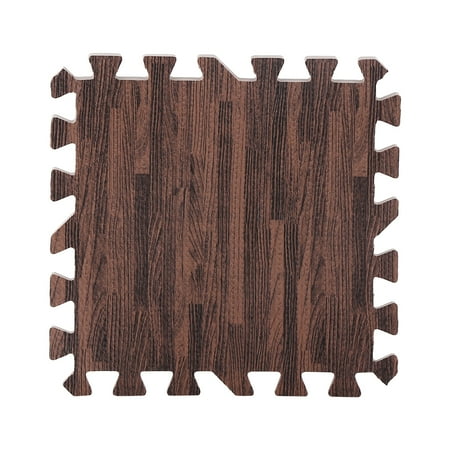 Home Floor Mats,9pcs 30*30cm Imitation Wood Soft Foam Exercise Floor Mats Gym Garage Home Kids Play Mats Pad (Deep Wood Grain)