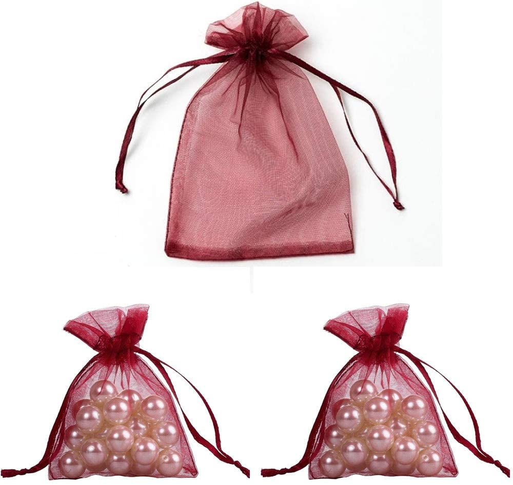 100 SMALL 7CM X 9CM LUXURY RED ORGANZA GIFT BAGS WEDDING FAVOUR SWEET BAGS UK