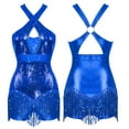 thumbnail image 4 of iiniim Womens Sequins Jazz Leotard Fringed Bodysuit Tassel Latin Performance Dancewear Royal Blue XL, 4 of 7