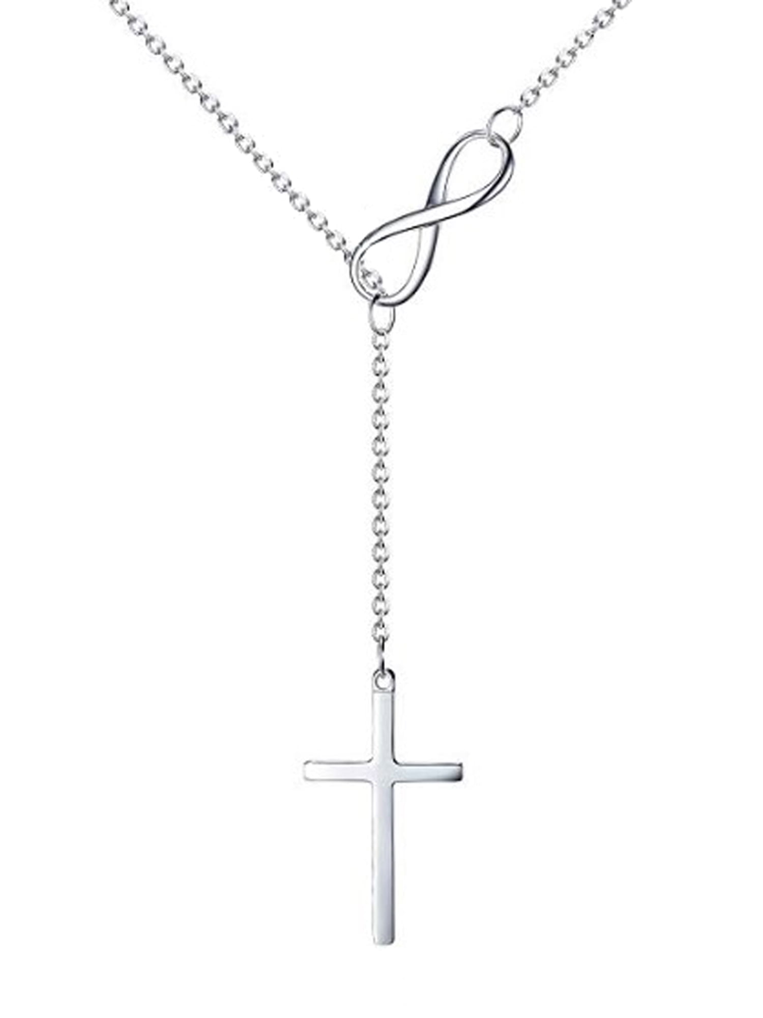 2015 New Silver Plated Cross Infinity Pendant Chain Necklace Fashion Jewelry BH